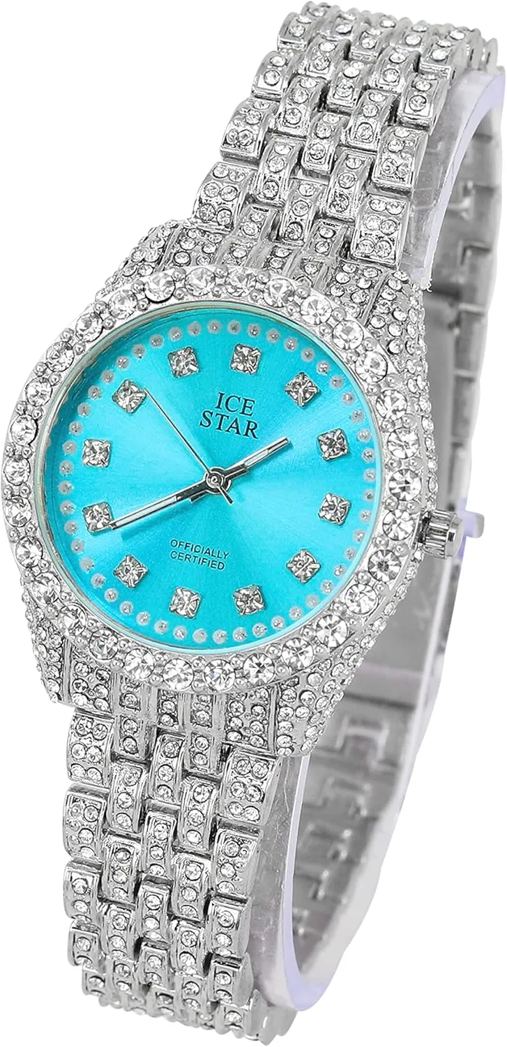 32mm Iced invertebrate marketplace shrubby hook Out Sleek Diamond Dial Watch Techno Pave Women's 