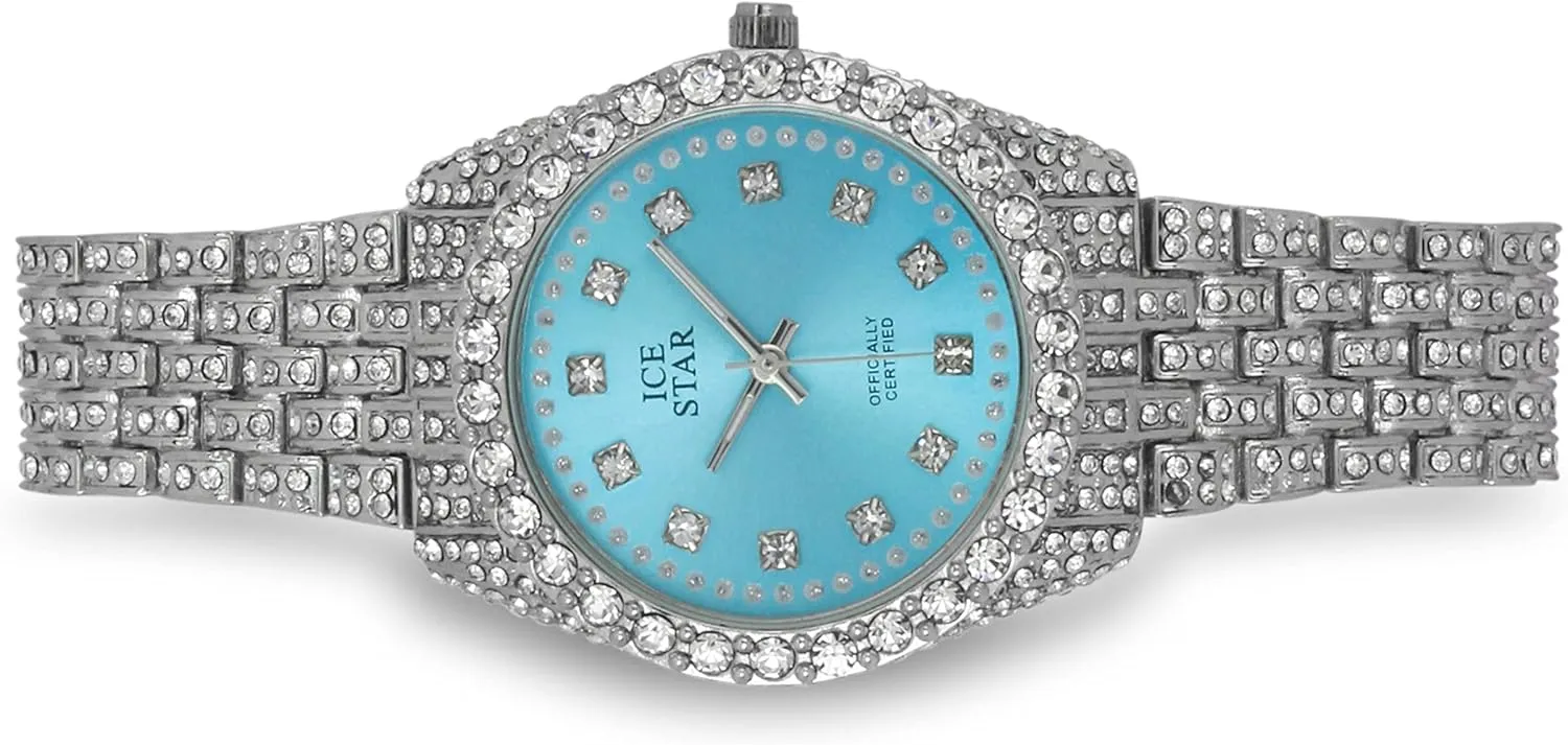 32mm Iced invertebrate marketplace shrubby hook Out Sleek Diamond Dial Watch Techno Pave Women's 