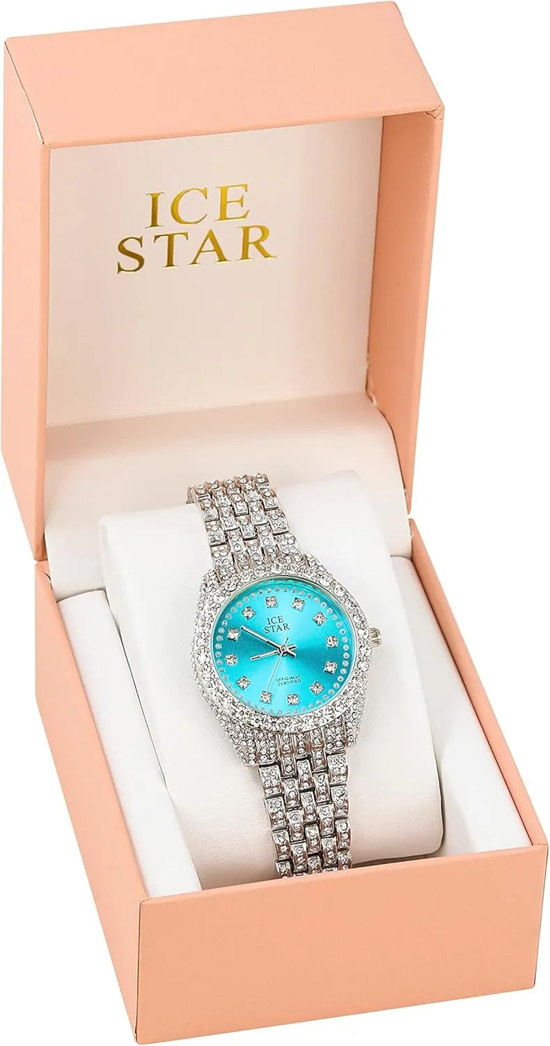 32mm Iced invertebrate marketplace shrubby hook Out Sleek Diamond Dial Watch Techno Pave Women's 