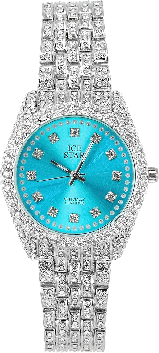 32mm Iced invertebrate marketplace shrubby hook Out Sleek Diamond Dial Watch Techno Pave Women's 