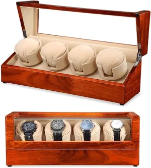 4 0 Wood Storage Display Case Box for Mechanical Watch Ultra-Quiet Japanese Motor Wood vertebrate estate version Automatic Watch Winder 