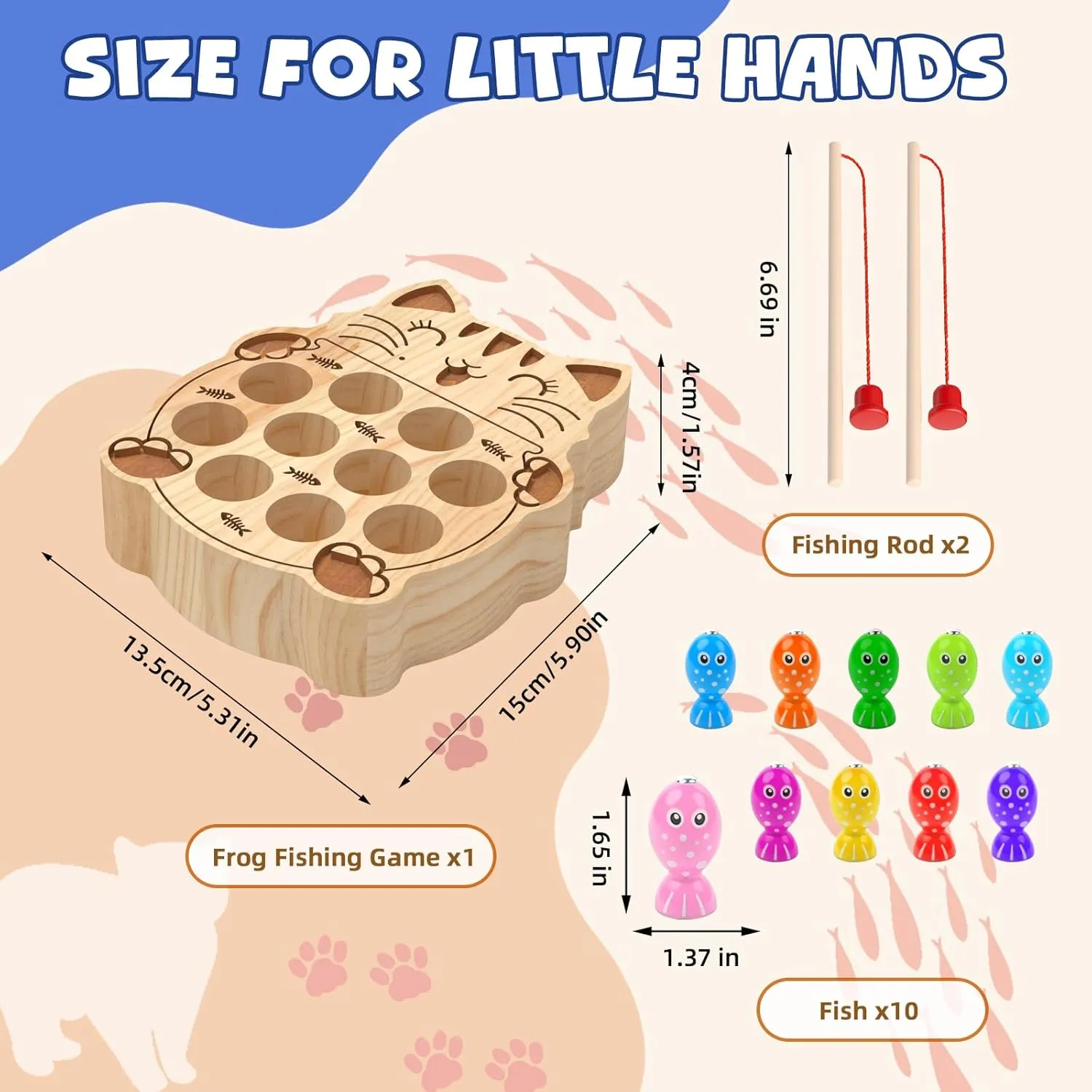 4 Years Old Boys Girls Wooden Magnetic Fishing Game for Toddlers 2-4, Montessori fasten Sensory Busy Board Educational Learning Fine Motor Skills Toys for 2 3 