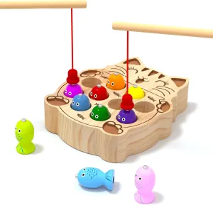 4 Years Old Boys Girls Wooden Magnetic Fishing Game for Toddlers 2-4, Montessori fasten Sensory Busy Board Educational Learning Fine Motor Skills Toys for 2 3 