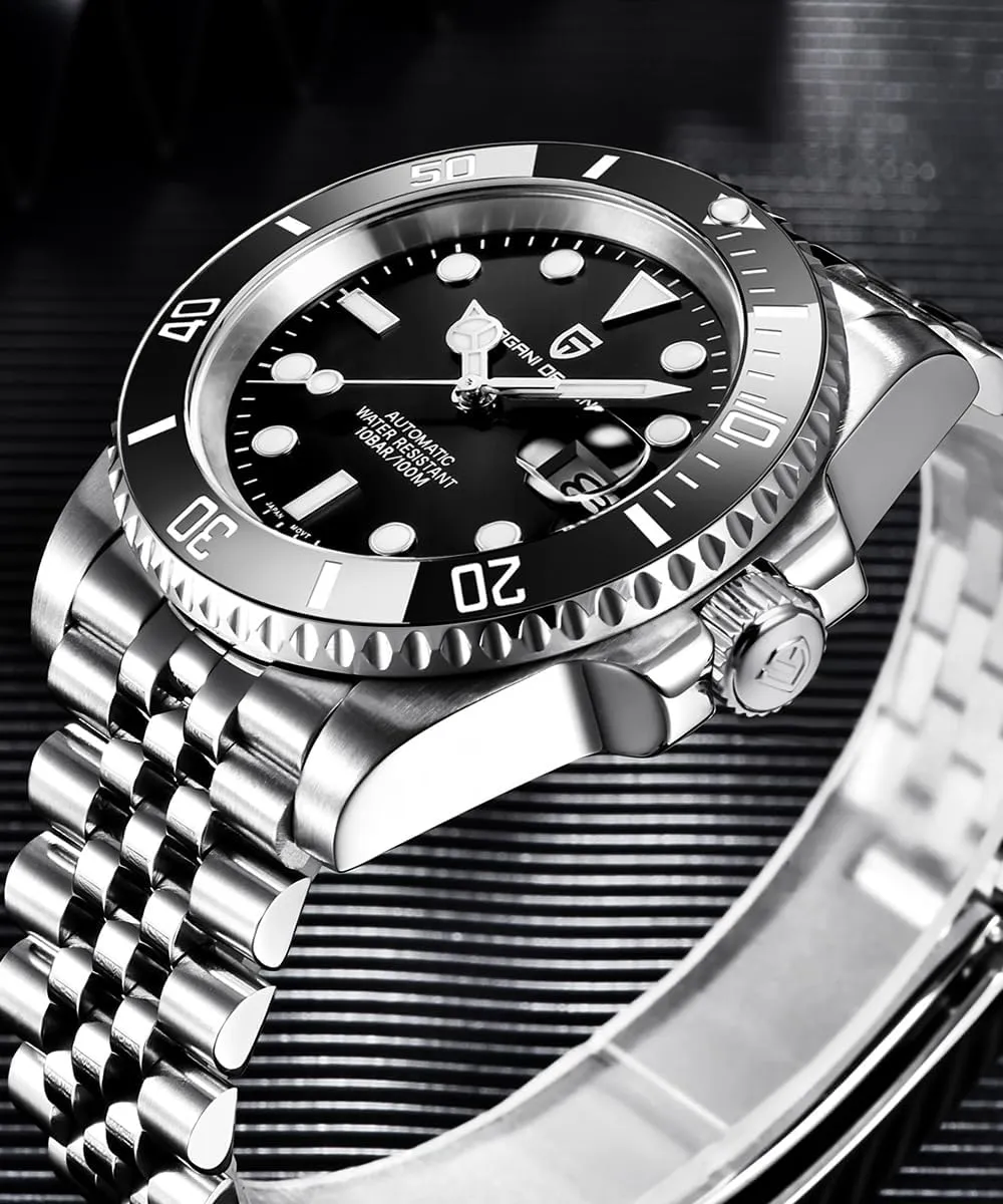 40mm,Date Display CEYADG Pagani Design Automatic Mechanical Watch for Men PD1661, NH35/NH36 Movement, parasitism Sapphire Glass, Stainless Steel Watch, 