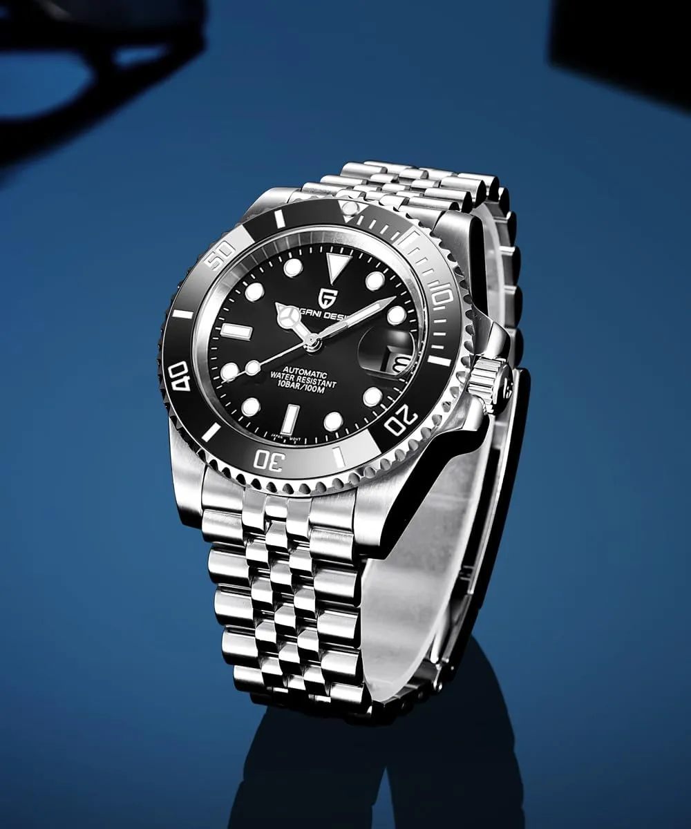 40mm,Date Display CEYADG Pagani Design Automatic Mechanical Watch for Men PD1661, NH35/NH36 Movement, parasitism Sapphire Glass, Stainless Steel Watch, 