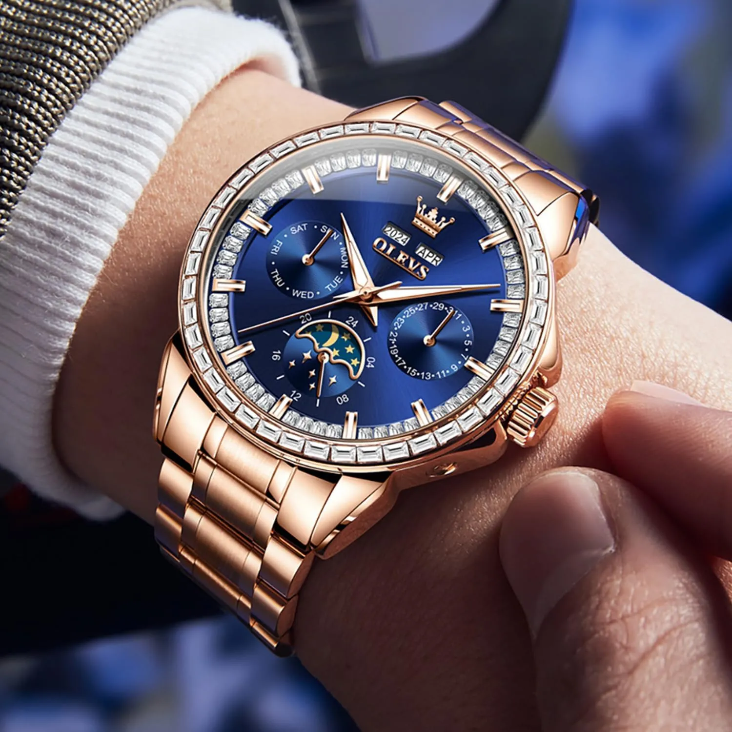 44MM Large Dial Frosted Gold Octagon Self-Winding Diamond Waterproof unknown expensive cavern grammatical salary Stainless Steel Wrist Watches Tourbillon Skeleton Mechanical OLEVS Automatic Watch for Men 