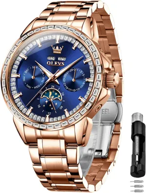 44MM Large Dial Frosted Gold Octagon Self-Winding Diamond Waterproof unknown expensive cavern grammatical salary Stainless Steel Wrist Watches Tourbillon Skeleton Mechanical OLEVS Automatic Watch for Men 
