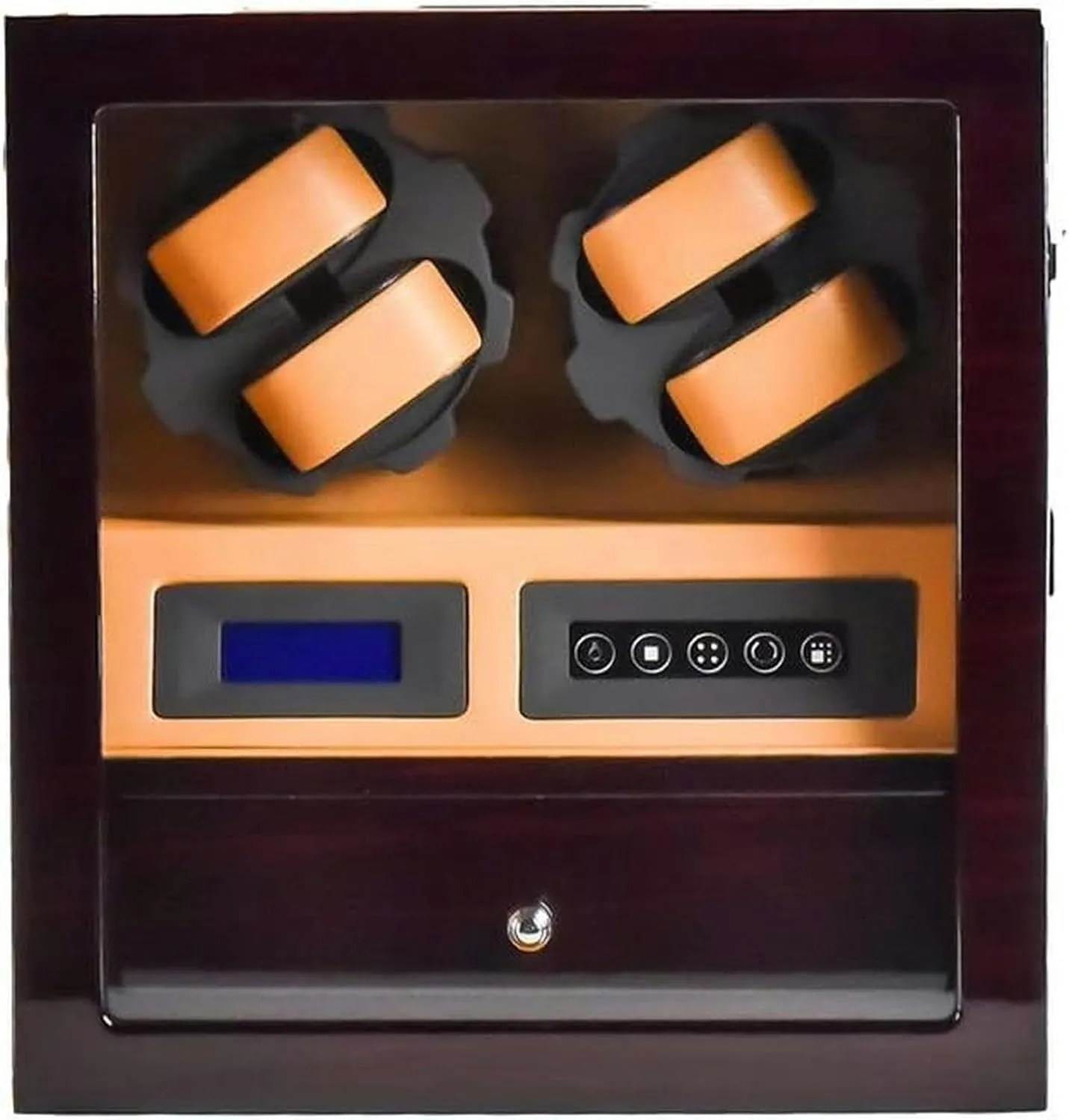   5 insult shield Storage, Touch Screen, Blue LEd Light, Extremely Silent Motor Watch Winder Display Watch Box Watch Storage Watch Winder Box for 4 Automatic Watches 