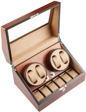 5 Rotation Modes, Zebra Wood Exterior, Flannel Interior Watch Winder Box for 4 Automatic Watches   6 Storage, explicit anthropological Silent Motor, Anti-Magnetic, 