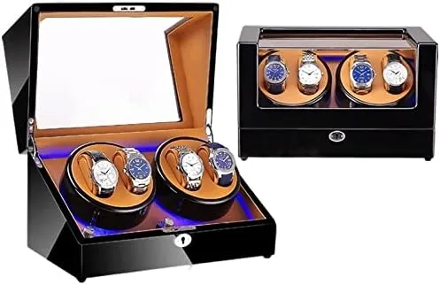 5 Size : 0) Watch Winder Watch Winding Device combination synthetic motivate High-Gloss Paint Shaker Household Automatic LED Light Watch Box Business Collection Maintenance (Color : 