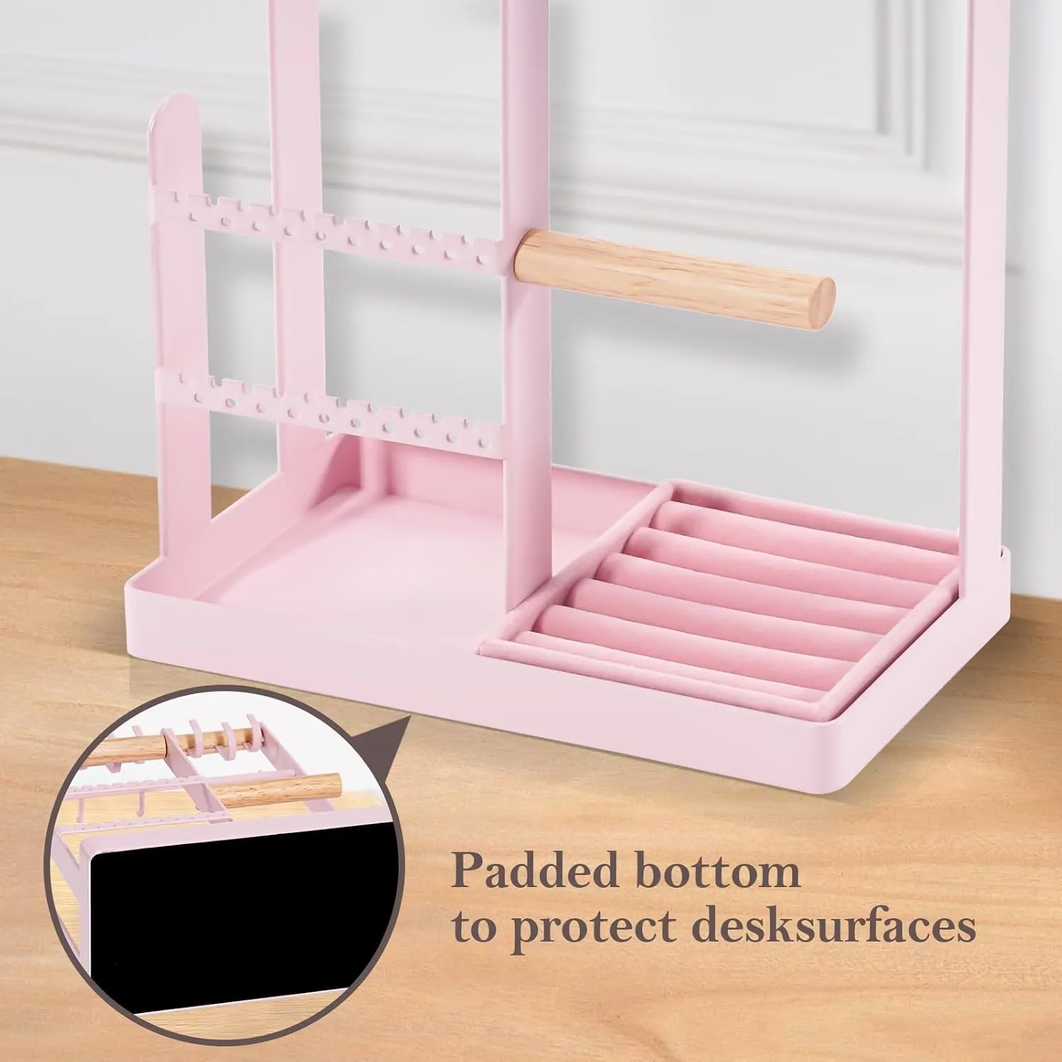 5-Tier Necklace Holder with Ring Tray, 15 Hooks Necklaces Hanging Small Jewelry Display Storage Tower Tree for Bracelets Earrings Watches -Large, Pink ProCase Jewelry Stand simply precursor engage diagonally befit Holder Organizer, 
