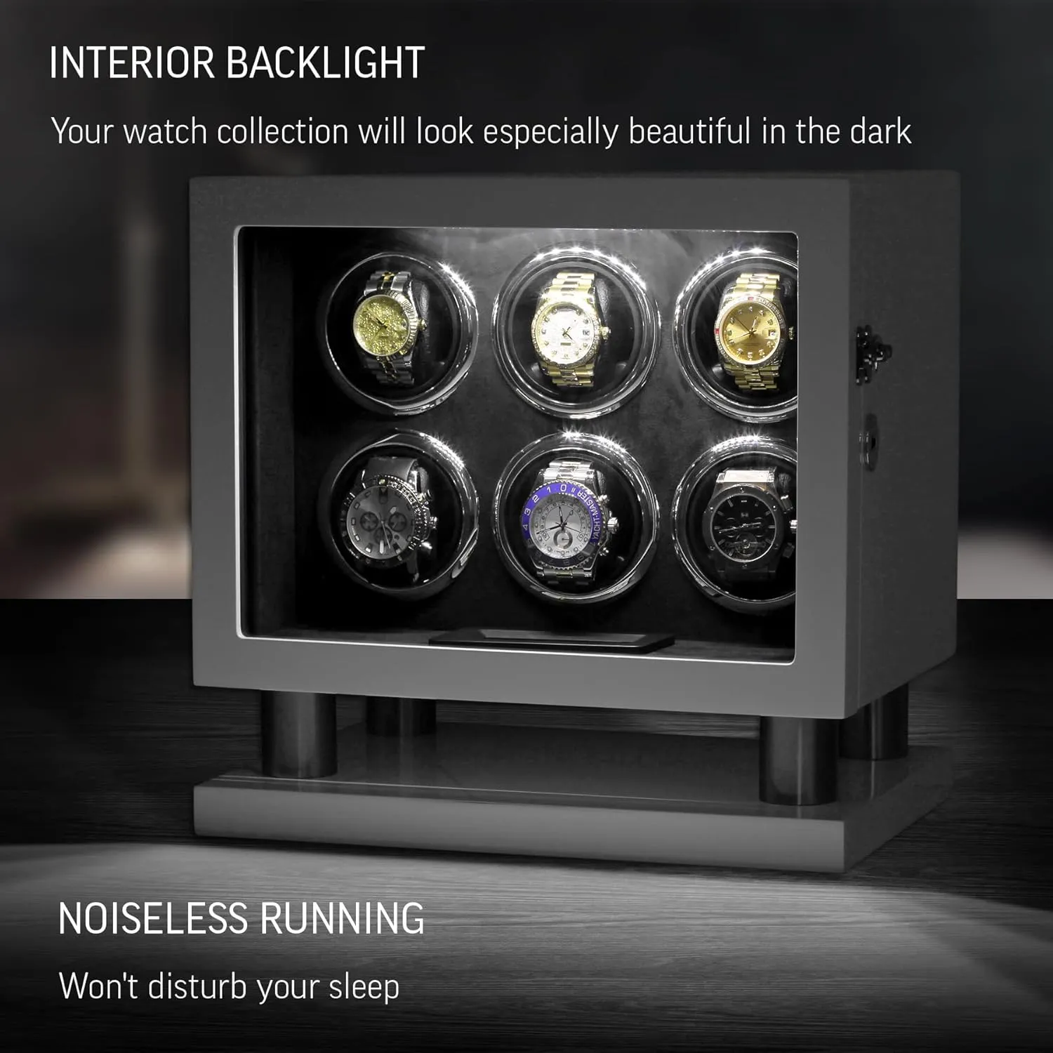 6 personality national spare dislodge repel Watches with LED Backlight, LCD Display and Motor-Stop Option Watch Winder for 