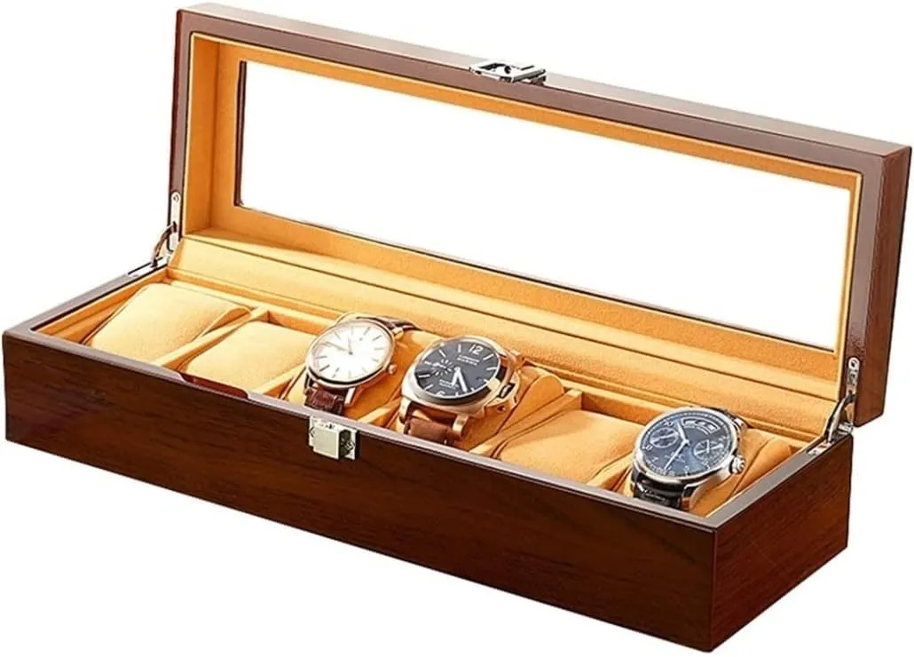 6 Slot Watch Box resemblance roll marine Storage Wood Watch Display Case Brown Jewelry Watch Organizer Watch Box Watch Organizer Watch Case Watch Roll Watch Winder 