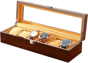 6 Slot Watch Box resemblance roll marine Storage Wood Watch Display Case Brown Jewelry Watch Organizer Watch Box Watch Organizer Watch Case Watch Roll Watch Winder 