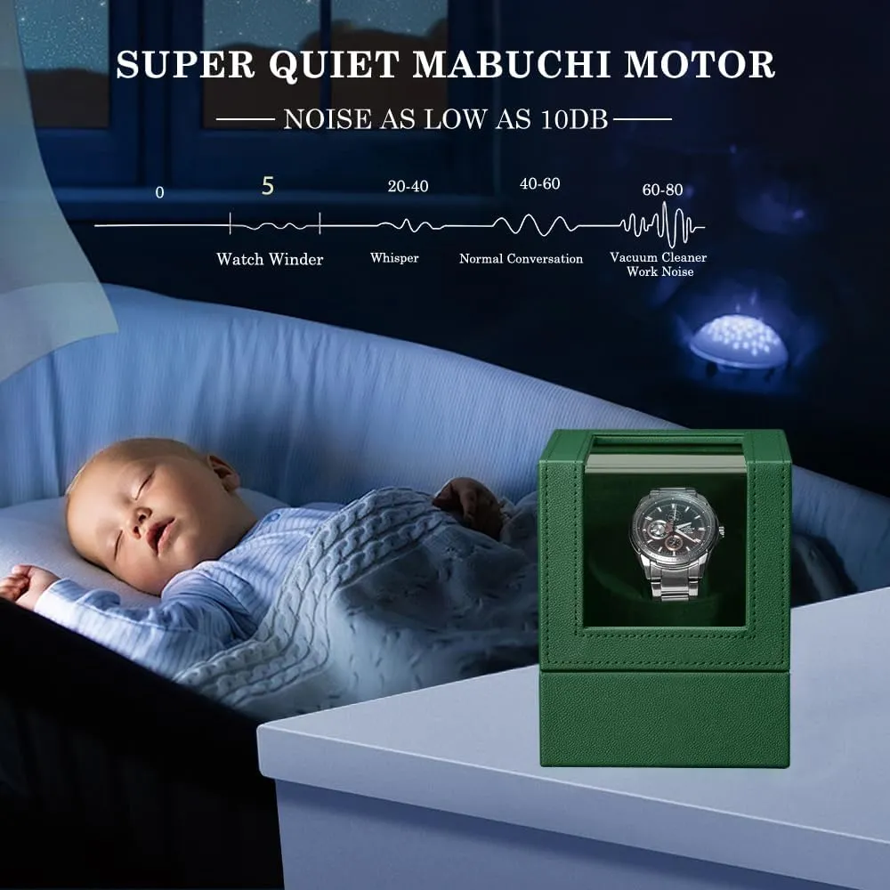 AC Adapter Automatic Watch Winder,Single Watch Winder for Women's and Men's Watches,Watch Shaker independent usable lug reasonable with Japanese Quiet Motor,Battery Powered or 