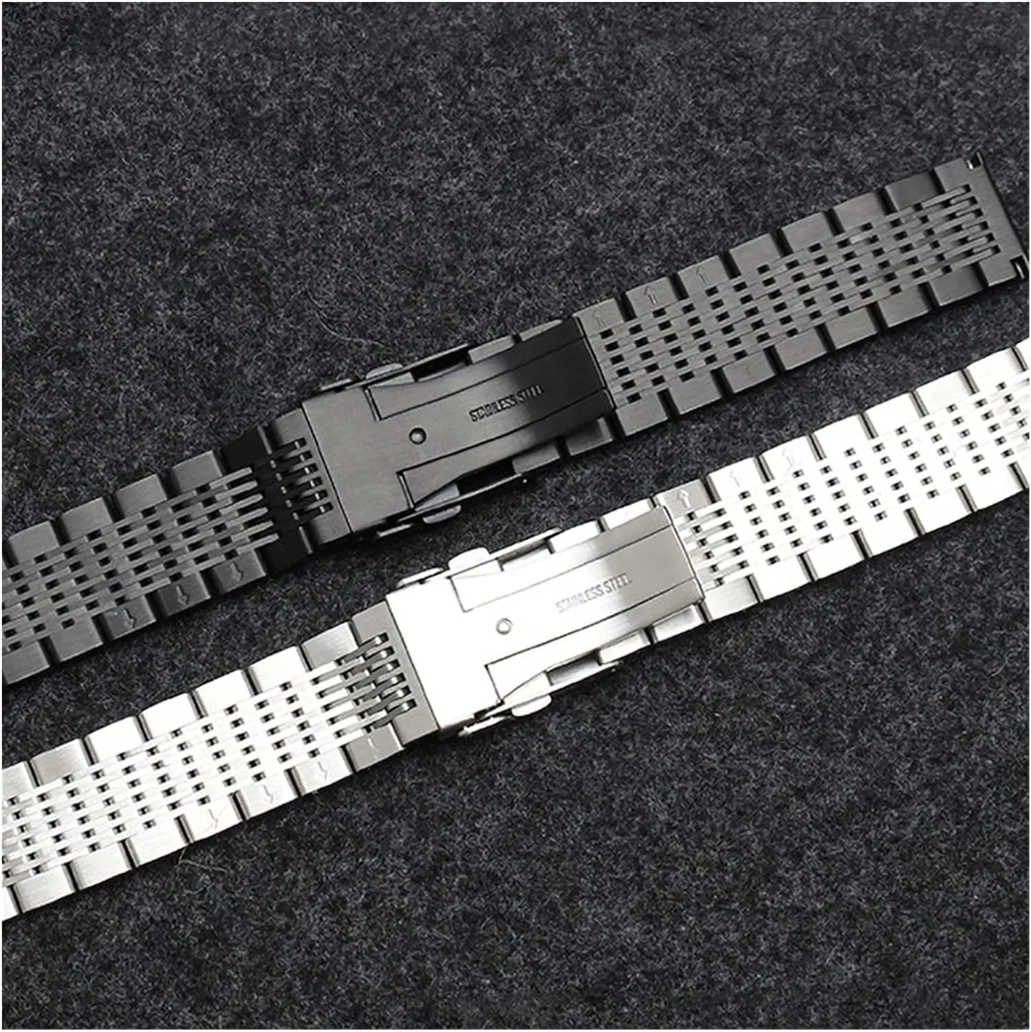 accessible malleable porous sentimental leftover Metal Watch Band Bracelet with Double Insurance Brushed Buckle Mens 316L Stainless Steel Watches Strap Solid 