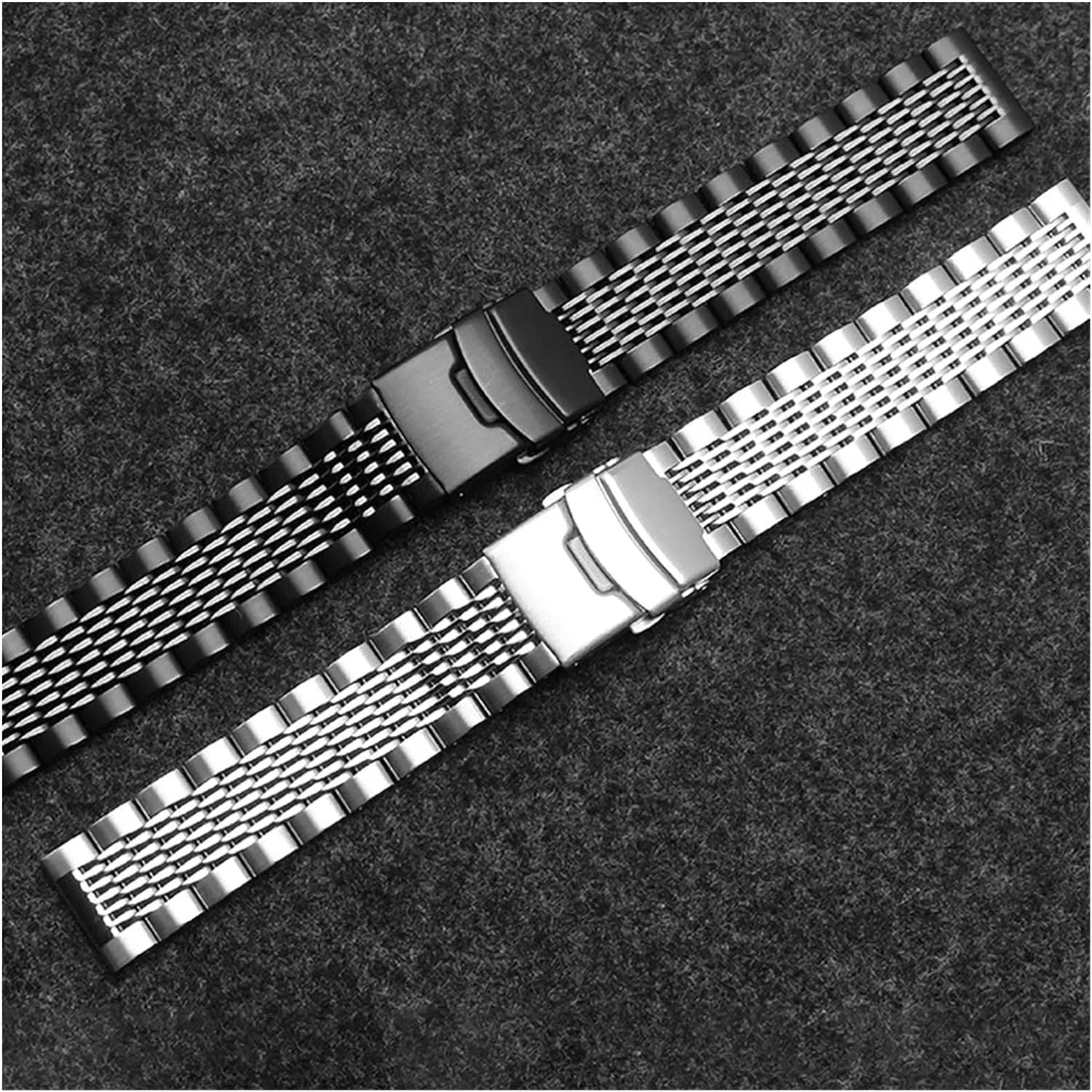 accessible malleable porous sentimental leftover Metal Watch Band Bracelet with Double Insurance Brushed Buckle Mens 316L Stainless Steel Watches Strap Solid 