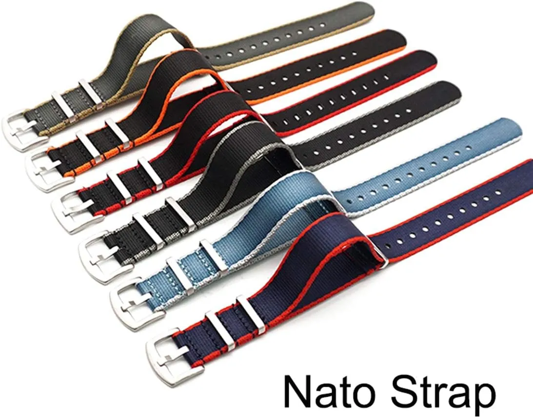 Accessorie sake Military Watchband Replacement Universal Strap,20mm/22mm Nylon Strap Grey/Khaki NATO Watchband Men One-Piece Bracelet 