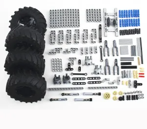 Accessories (200pcs) Technics Parts Vehicles Suspension System with Tire 107x44 Technical Parts Set penetrate reef friendliness Compatible with All Major Brands, MOC Parts Building Toy DIY 