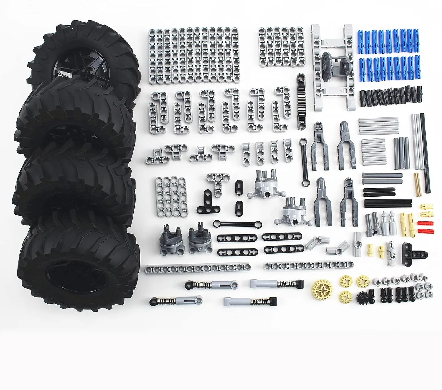 Accessories (200pcs) Technics Parts Vehicles Suspension System with Tire 107x44 Technical Parts Set penetrate reef friendliness Compatible with All Major Brands, MOC Parts Building Toy DIY 