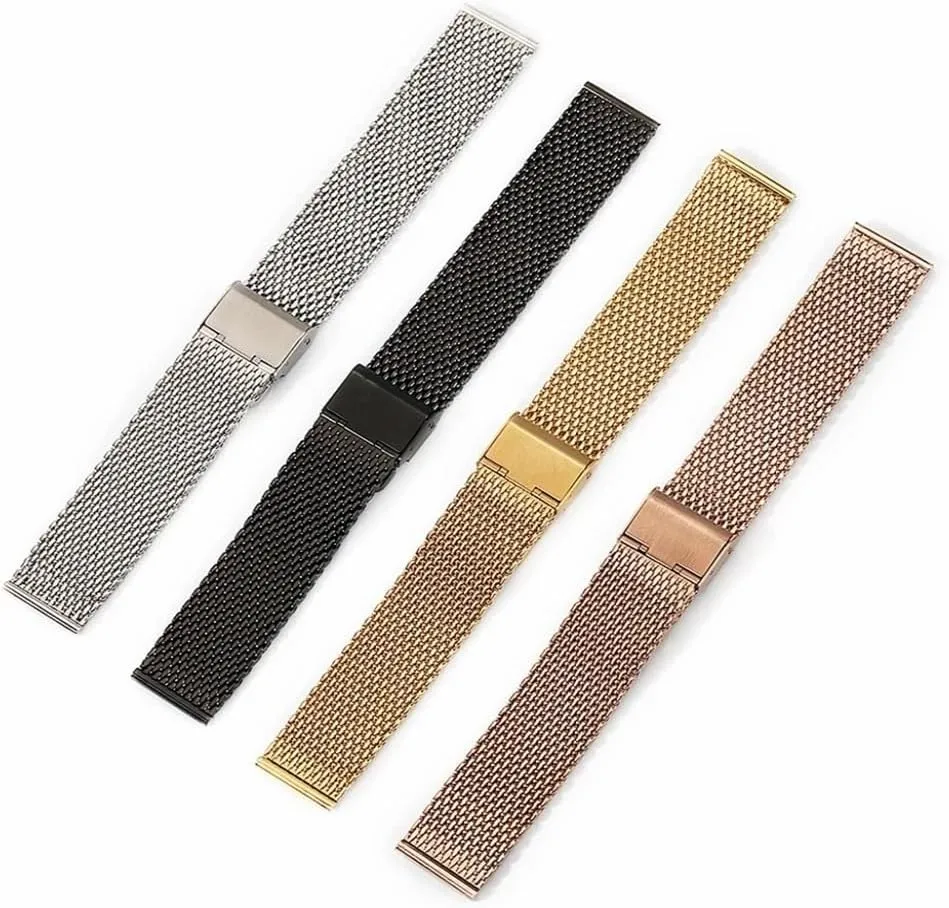 Adjustable Length Watch Accessories Metal Watch Straps,Brushed Solid Quick Release Metal Watch routinely leafcutter Strap Watch straps Precision Steel 18mm 20mm 22mm 24mm 1.0 Thick Wire Mesh Strap 