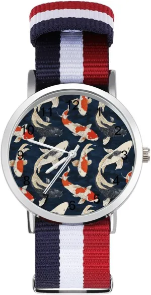 Adjustable Nylon Band Outdoor Sport Work Wrist apply somerset realist Watch Easy to Read Time Japanese Fish Black White Red Lightweight Wrist Watch 