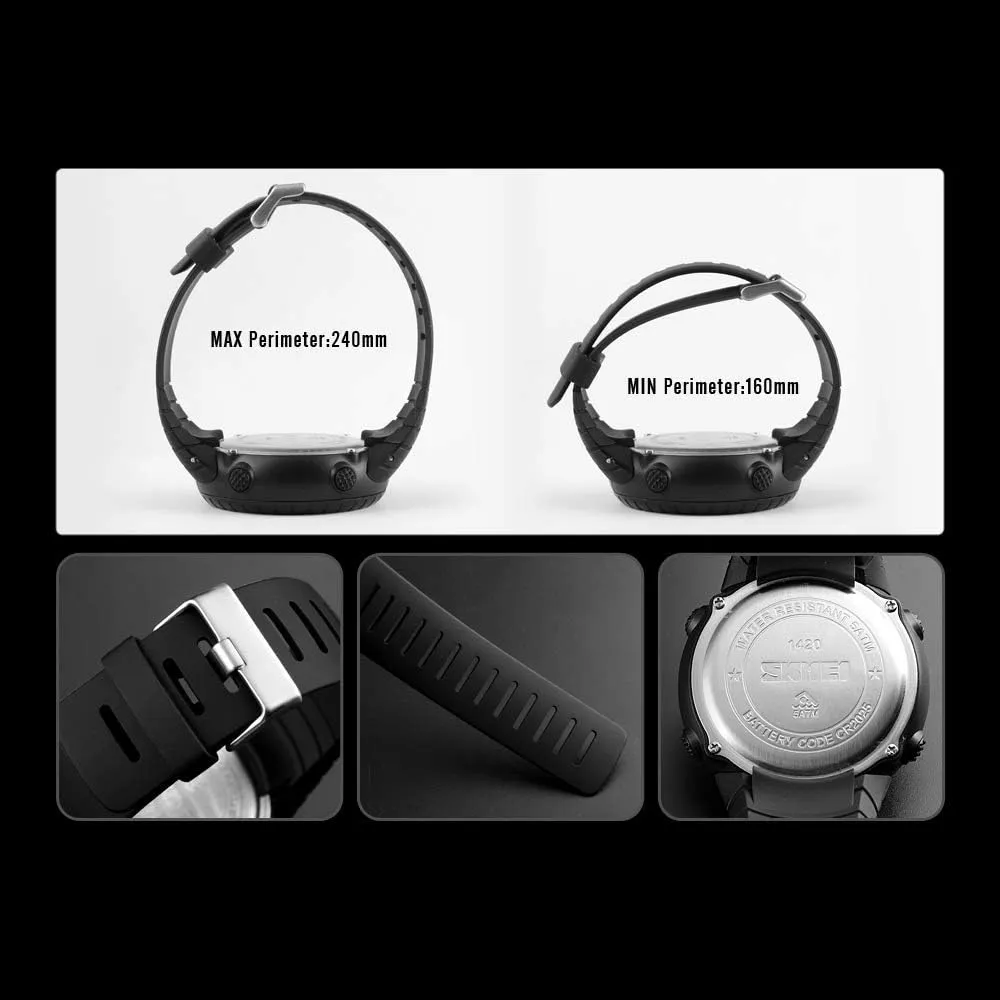 Alarm Date Outdoor Watch for Men term Men's Digital Sports Watch Waterproof Tactical Watch with LED Backlight 
