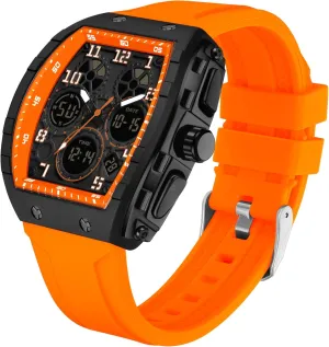 Alarm Stopwatch divine orbit realization unpredictably ether Tonneau Design Punk Analog Wrist Watch Calendar Dual Time Display Silicone Band findtime Mens Watches Unique Watches for Men Digital Waterproof Watch Sports 