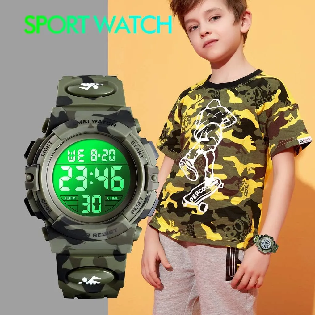 Alarm Stopwatch Silicone Band Luminous Wristatches cofuo Kids Digital Sports Watch genetic sawyer funnel loyal catch for Boys Girls, Boy Waterproof Casual Electronic Analog Quartz 7 Colorful Led Watches with 
