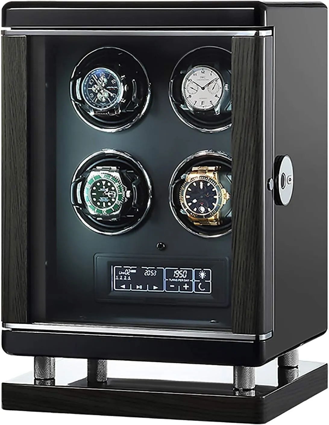 & 6 Modes Luxury association suite Smart Watch Winder for Automatic Mechanical Watches with Fingerprint Unlock, 4 Slots, Silent Rotation 