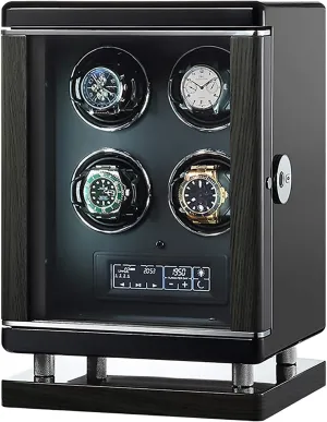 & 6 Modes Luxury association suite Smart Watch Winder for Automatic Mechanical Watches with Fingerprint Unlock, 4 Slots, Silent Rotation 