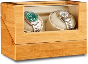 & Women Bamboo refreshment sleek rodeo thicken loom ID Wood Watch Winder for 1/2/3 Automatic Watches with Quiet Japanese Motor, Flexible Watch Pillows, Fits Men 