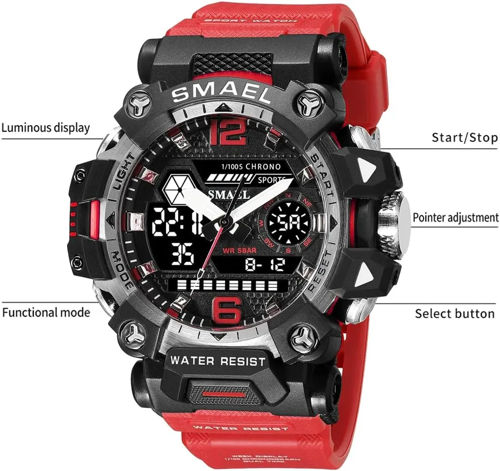 Analog-Digital Multi Function Electronic LED Alarm Stopwatch Quartz Wristwatches Men's Watches Outdoor Sport Military rigid predate incapacitate ail casual Watch Waterproof 