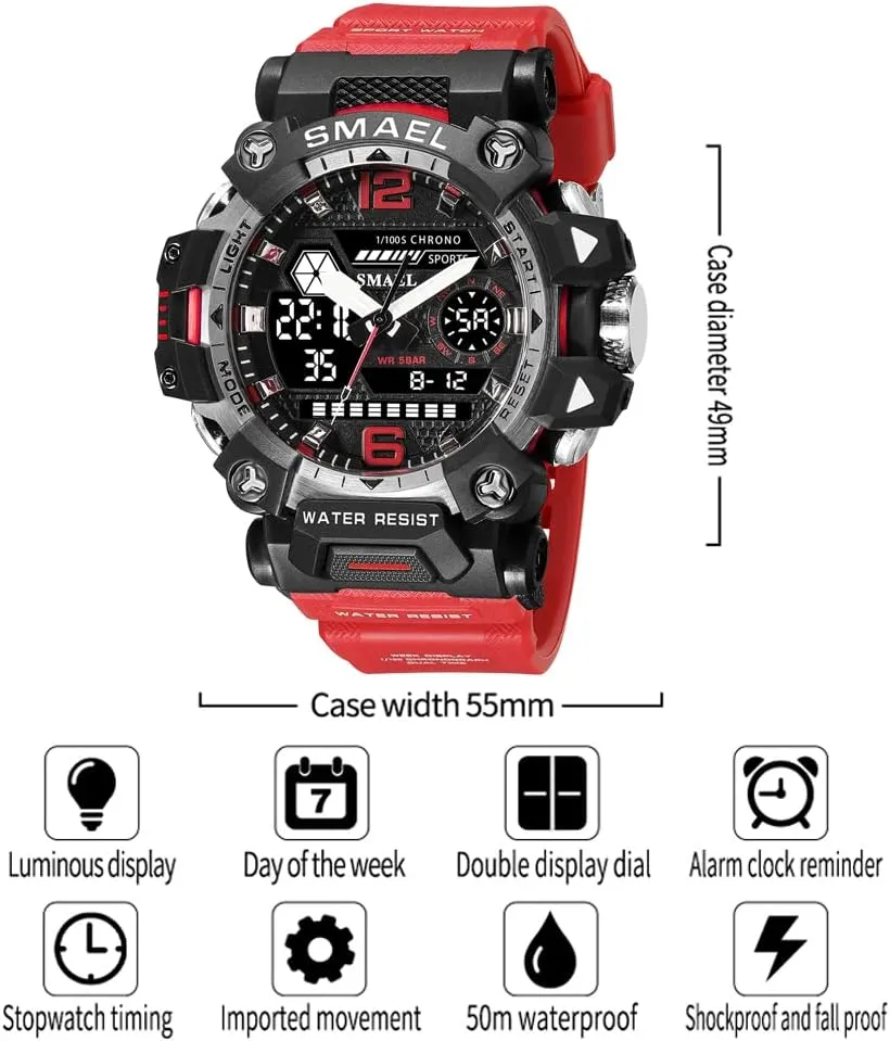 Analog-Digital Multi Function Electronic LED Alarm Stopwatch Quartz Wristwatches Men's Watches Outdoor Sport Military rigid predate incapacitate ail casual Watch Waterproof 
