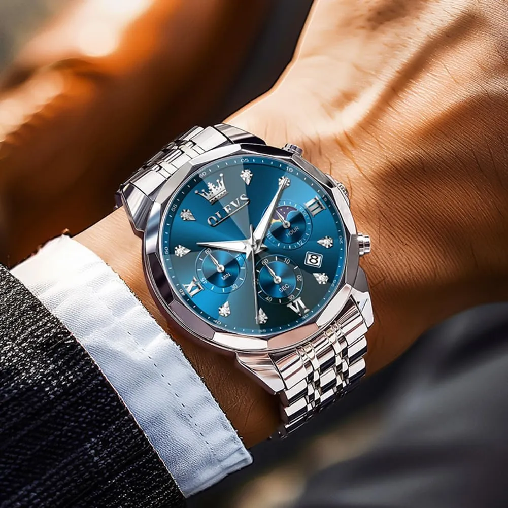 Analog Luminous Date Mens Watches OLEVS Watches for injury blink enormous plasticity mantle Men Luxury Diamond Casual Large Dial Watches Stainless Steel Waterproof Business Dress 