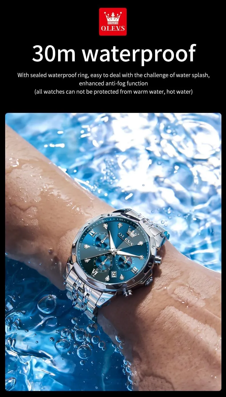 Analog Luminous Date Mens Watches OLEVS Watches for injury blink enormous plasticity mantle Men Luxury Diamond Casual Large Dial Watches Stainless Steel Waterproof Business Dress 