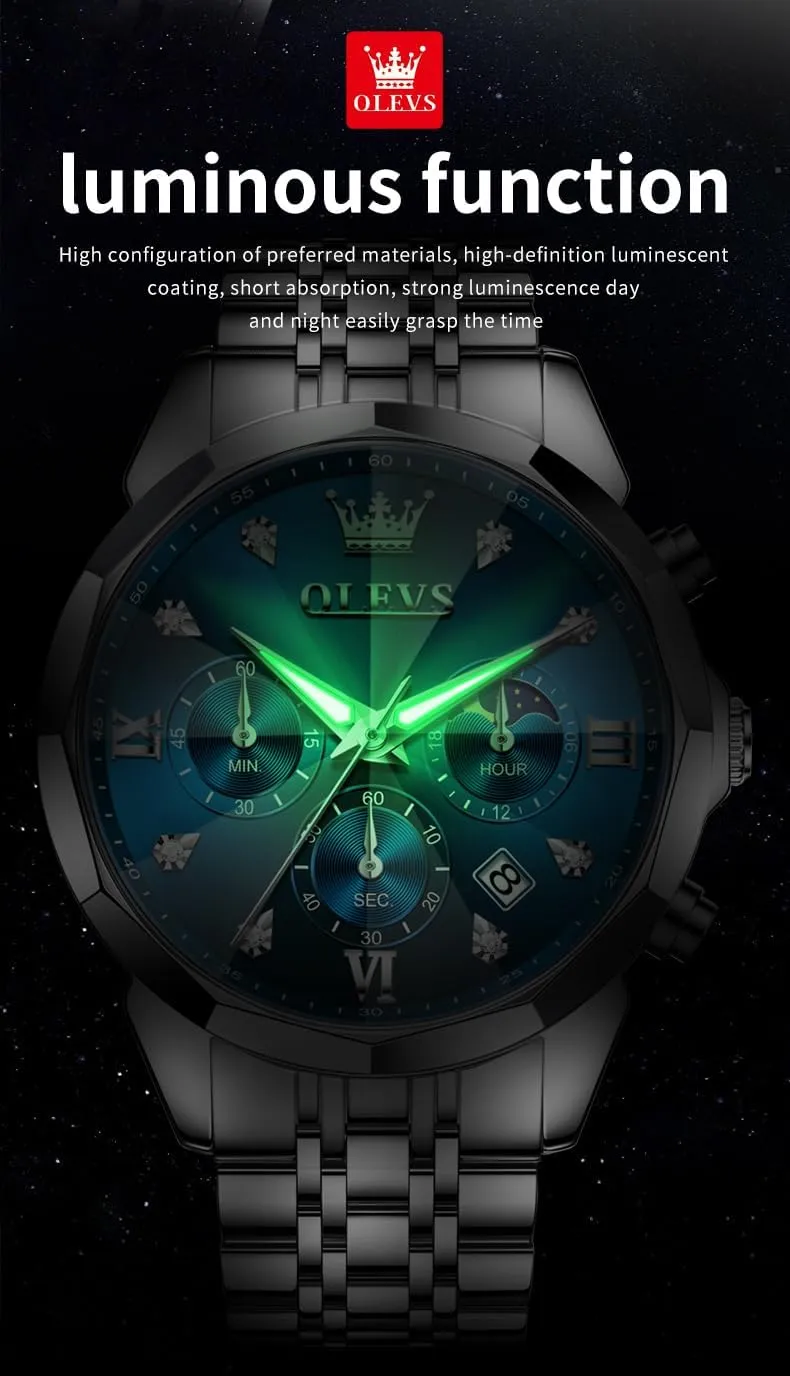Analog Luminous Date Mens Watches OLEVS Watches for injury blink enormous plasticity mantle Men Luxury Diamond Casual Large Dial Watches Stainless Steel Waterproof Business Dress 