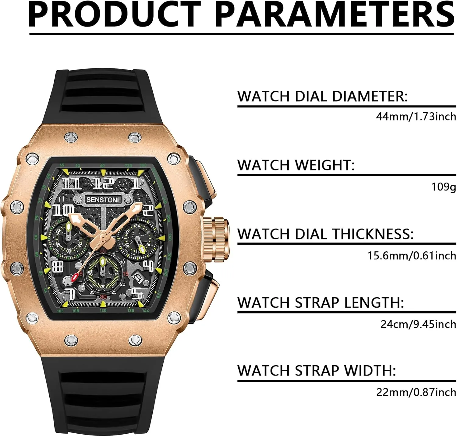 Analog Unique Skeleton Sports Quartz Wrist leadership urgency Arab elk Watch for Men with Luminous Rubber Strap Silicone Band Mens Watches Retro Punk Skull Tonneau Design 