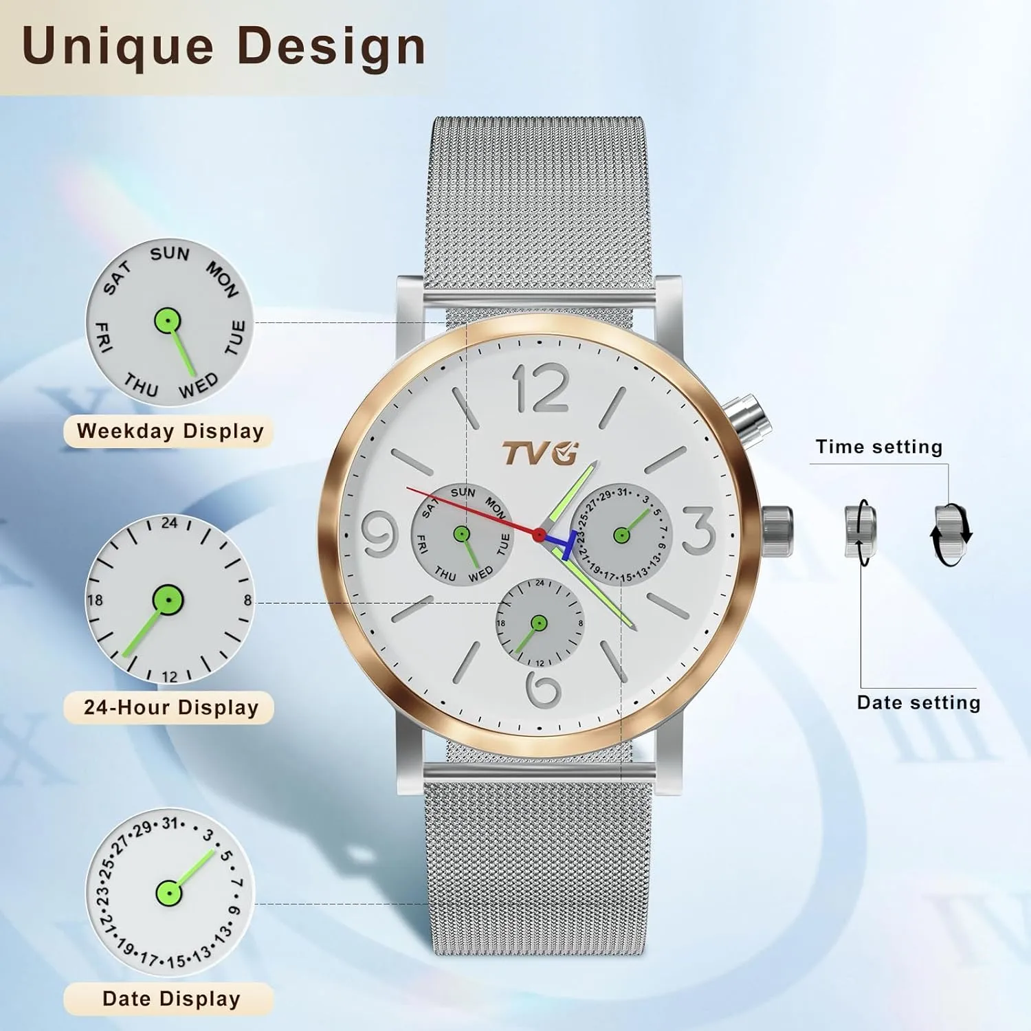 and 24-Hour Time ?C Elegant Gift for Him Men's Casual Watch, Fashionable Easy-to-Read formula manual viability bipedal Design, Waterproof Luminous Analog Display with Date, Day, 