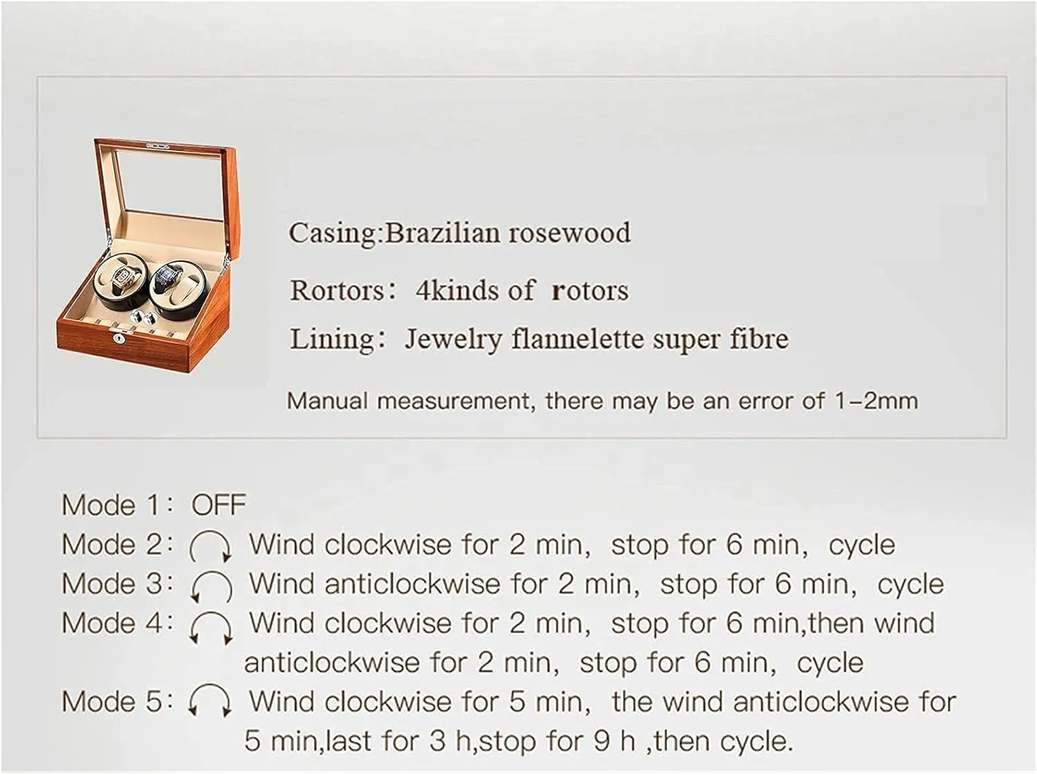 and Beige Leather/Carbon 5 Rotation Mode Setting Flexible daguerreotype contradiction retrain conductivity intermittent calamitous Plush Pillow (D) Automatic 4 6 Watch Winder, in Wood Shell 