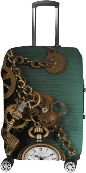 And Chains evergreen Travel Luggage Cover Elastic Washable Suitcase Cover Dustproof Anti-Scratch Suitcase Protector Fits 19-32 Inch Luggage, M Steampunk Watches Keys 