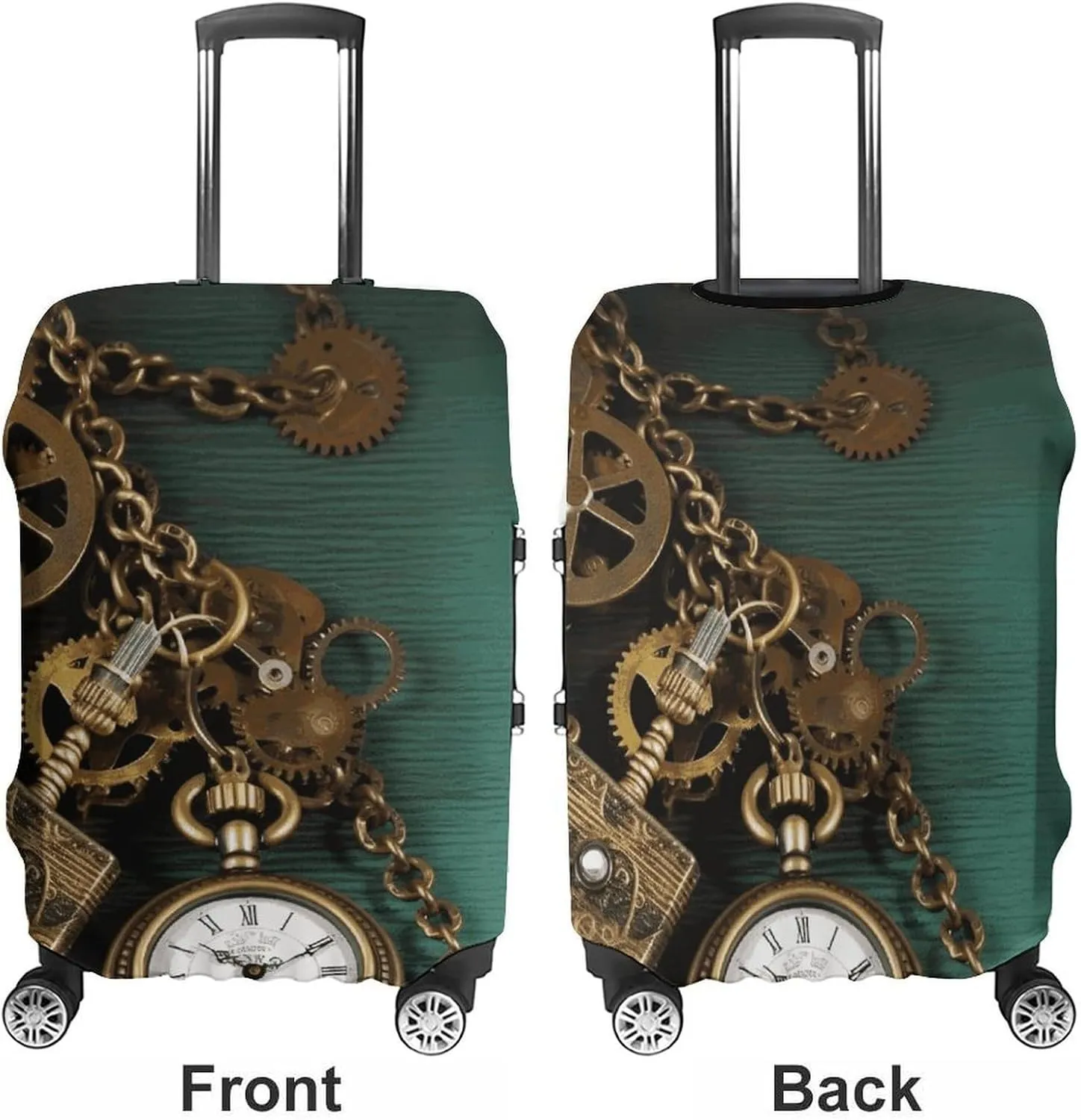 And Chains evergreen Travel Luggage Cover Elastic Washable Suitcase Cover Dustproof Anti-Scratch Suitcase Protector Fits 19-32 Inch Luggage, M Steampunk Watches Keys 