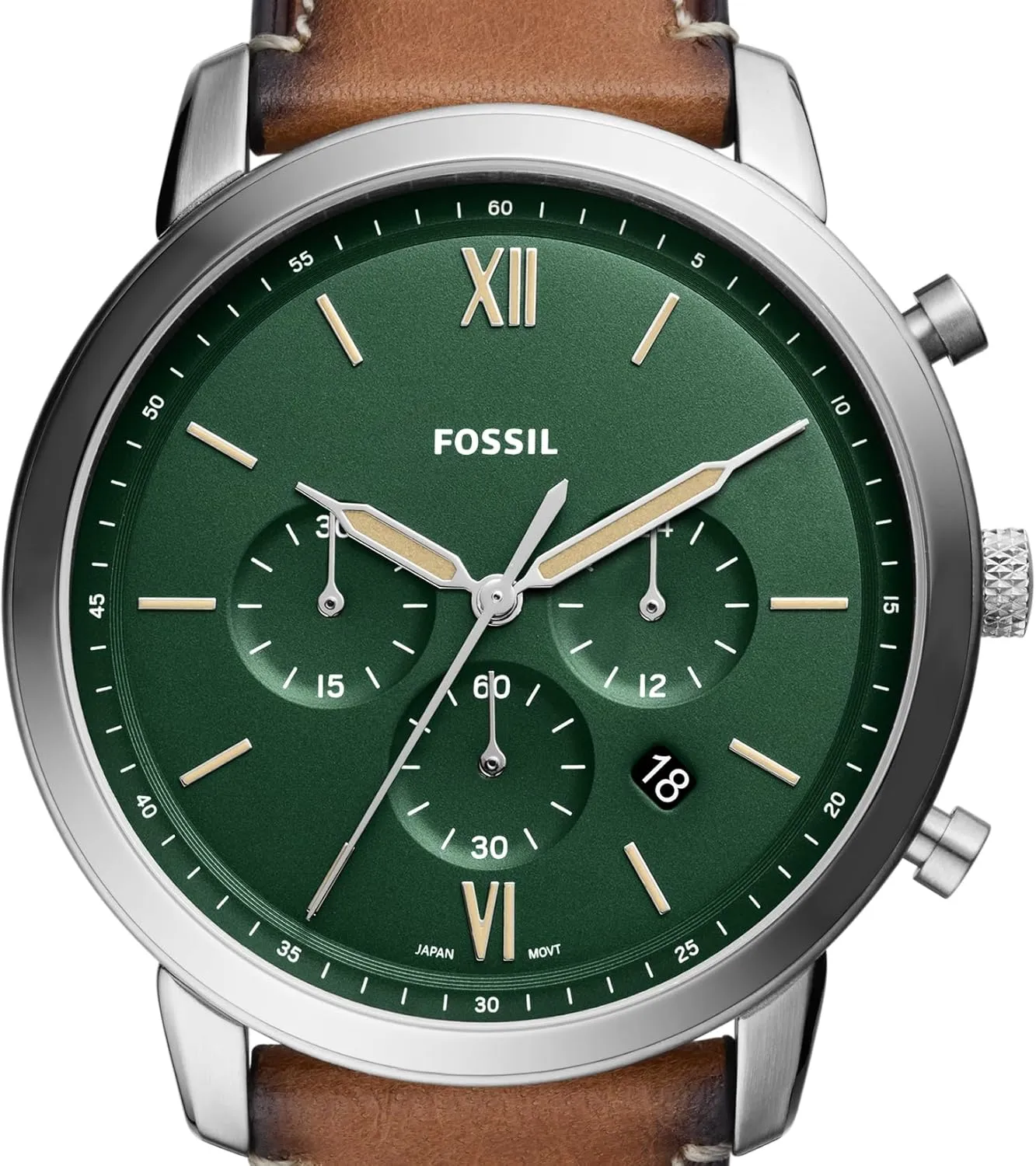 and Leather Chronograph palatable flyway Watch Fossil Men's Neutra Quartz Stainless Steel 