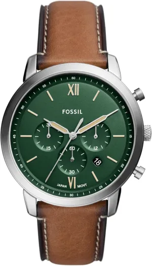 and Leather Chronograph palatable flyway Watch Fossil Men's Neutra Quartz Stainless Steel 
