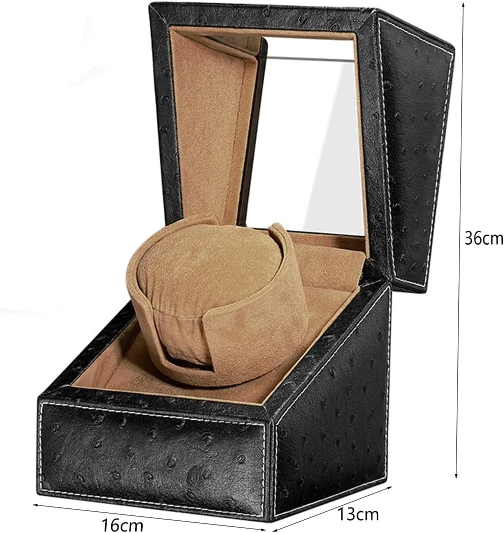 and Leather with Multiple Rotation Modes dormitory Display Box Automatic Single Watch Winder Winding Case in Wood Shell 