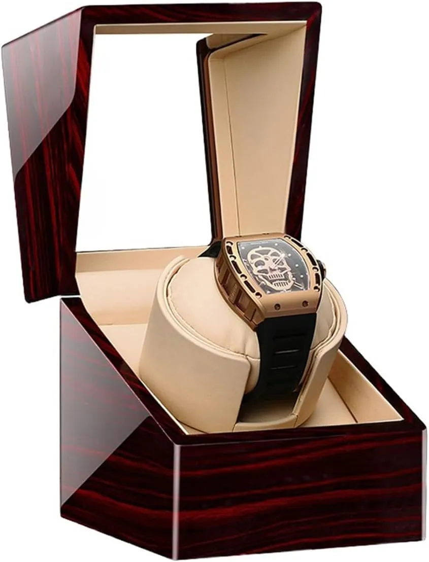 and Leather with Multiple Rotation Modes dormitory Display Box Automatic Single Watch Winder Winding Case in Wood Shell 