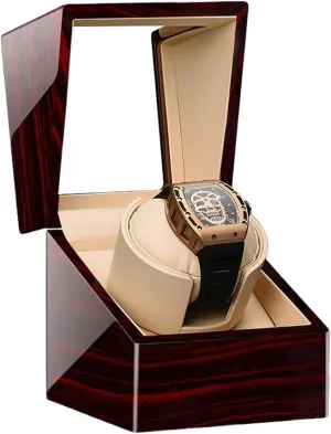 and Leather with Multiple Rotation Modes dormitory Display Box Automatic Single Watch Winder Winding Case in Wood Shell 