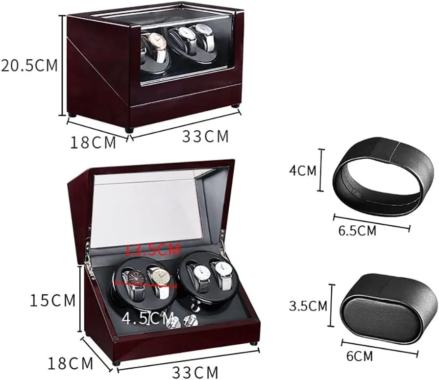 and Man Watches (A) 4 Automatic Watches with LED Lights Watch Winders for Automatic Watches Ultra Quiet Motor, Automatic Watch Winder with 5 Rotation Modes artificially Fit Lady 