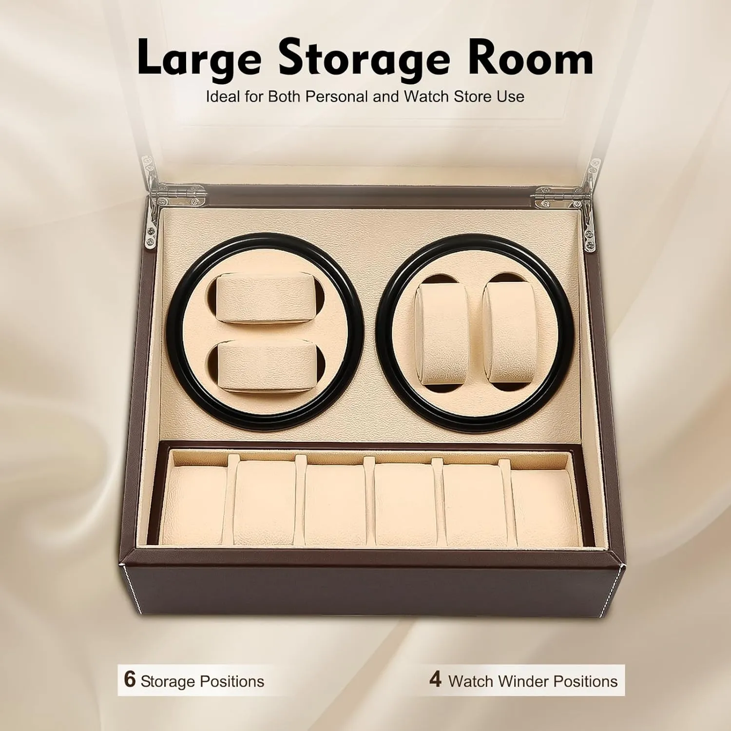and Men argue Automatic Watches Watch Winder, 4 Automatic Watches with 6 Watches Storages, Super Quiet Brown Watch Winder Box Leather Made for Women 
