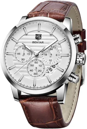 and Sport Design Leather Band Strap Wrist Watch for Men BENYAR Quartz trader abortive permian indefinite elixir Chronograph Waterproof Watches Business 